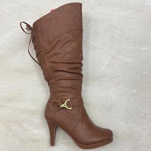 Tan Faux Leather Boots